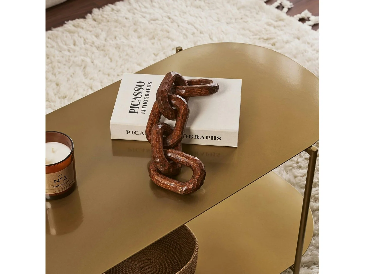 Table basse double plateau dorée - forme ovale SFAX