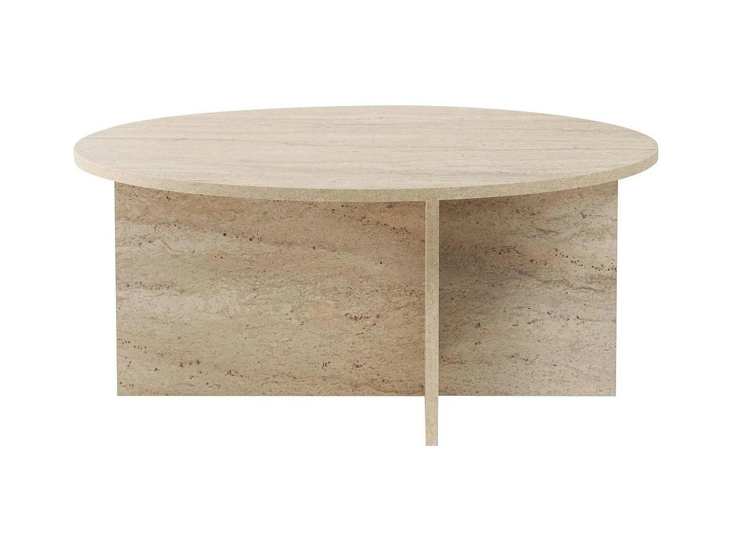 Table basse ronde minimaliste - effet travertin MARFA