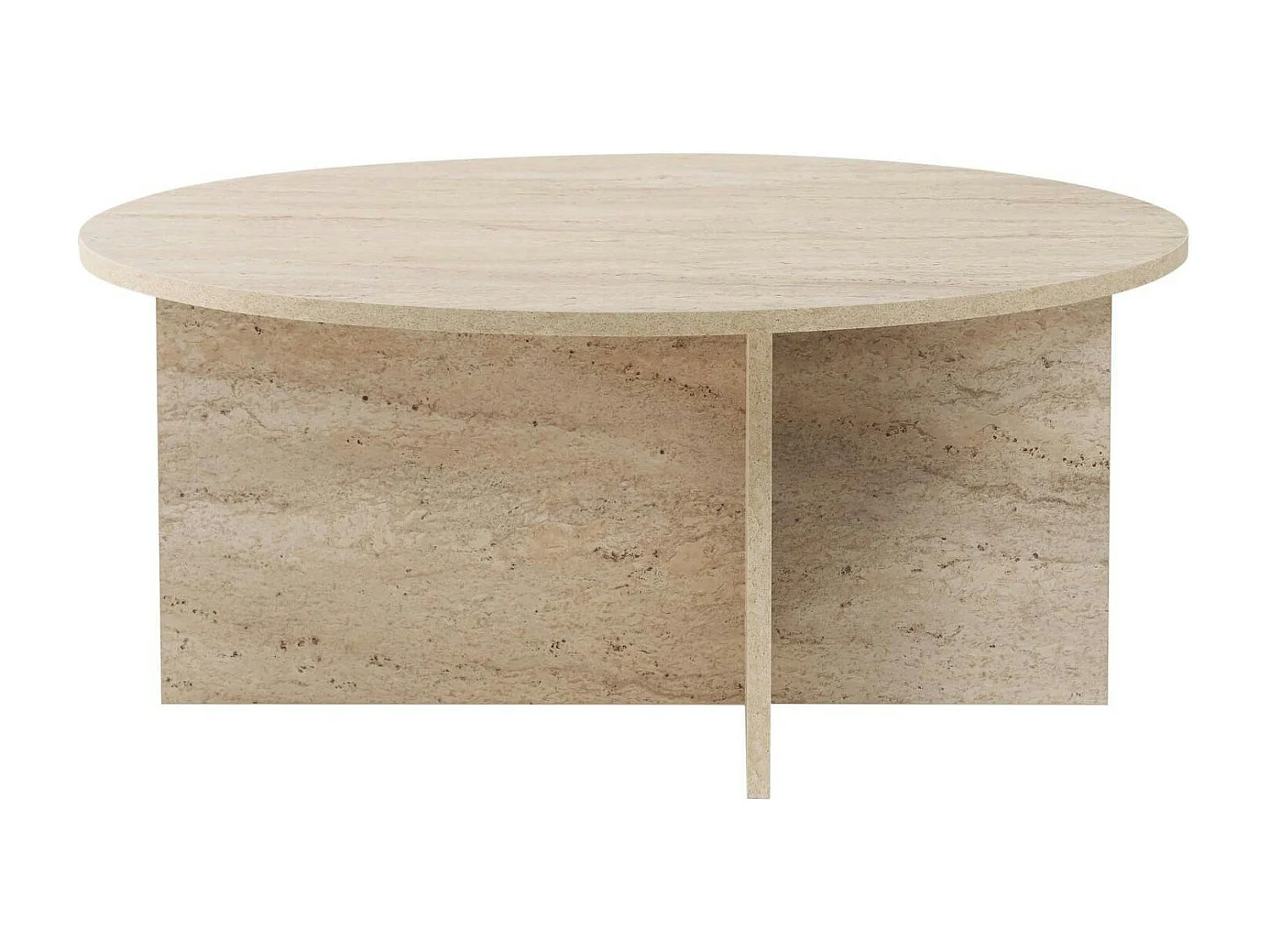 Table basse ronde minimaliste - effet travertin MARFA