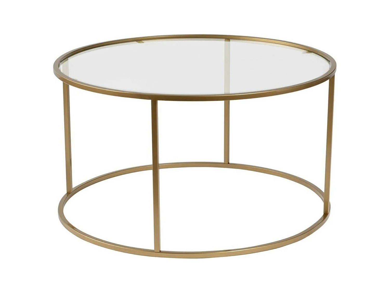 Table basse ronde en verre – cadre doré ⌀80 cm TULUM
