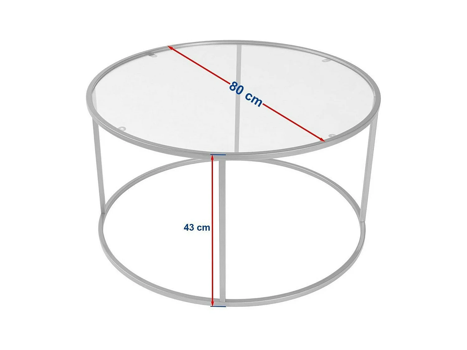 Table basse ronde en verre – cadre doré ⌀80 cm TULUM