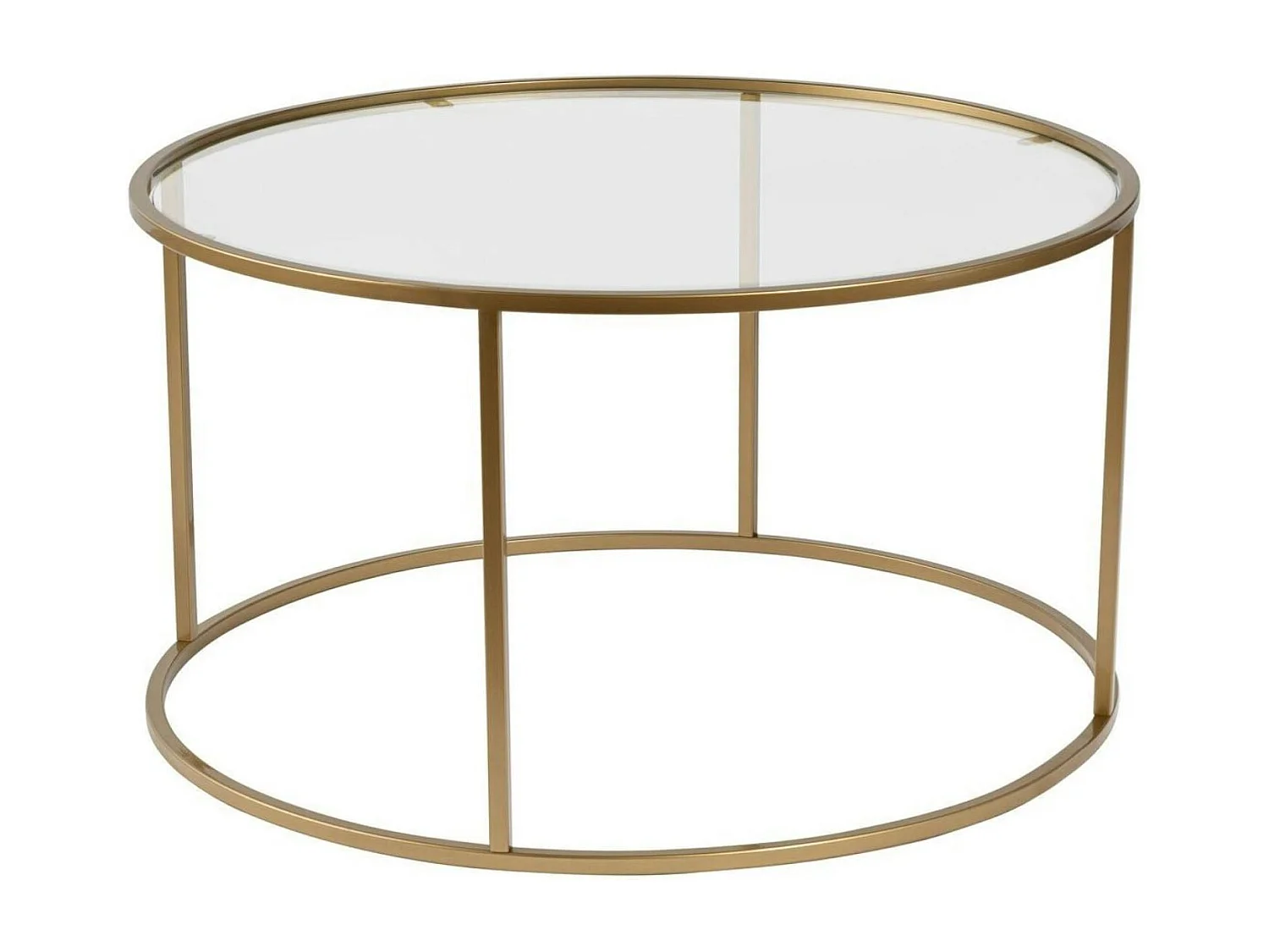 Table basse ronde en verre – cadre doré ⌀80 cm TULUM