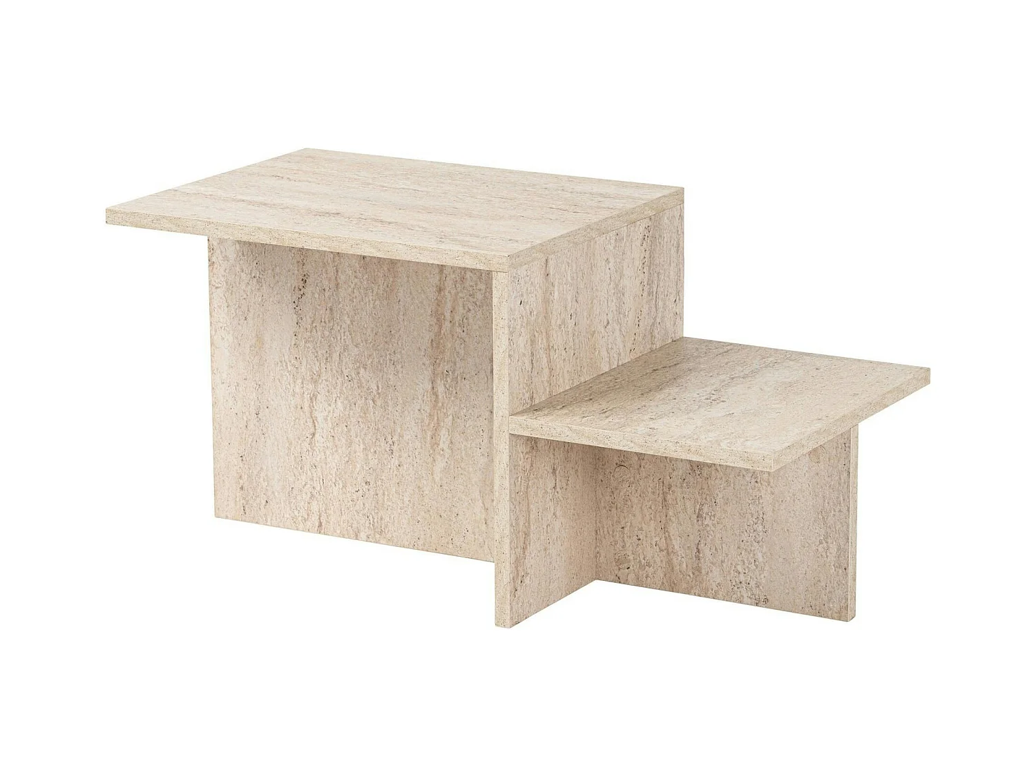 Table basse moderne effet travertin - 2 niveaux MARFA
