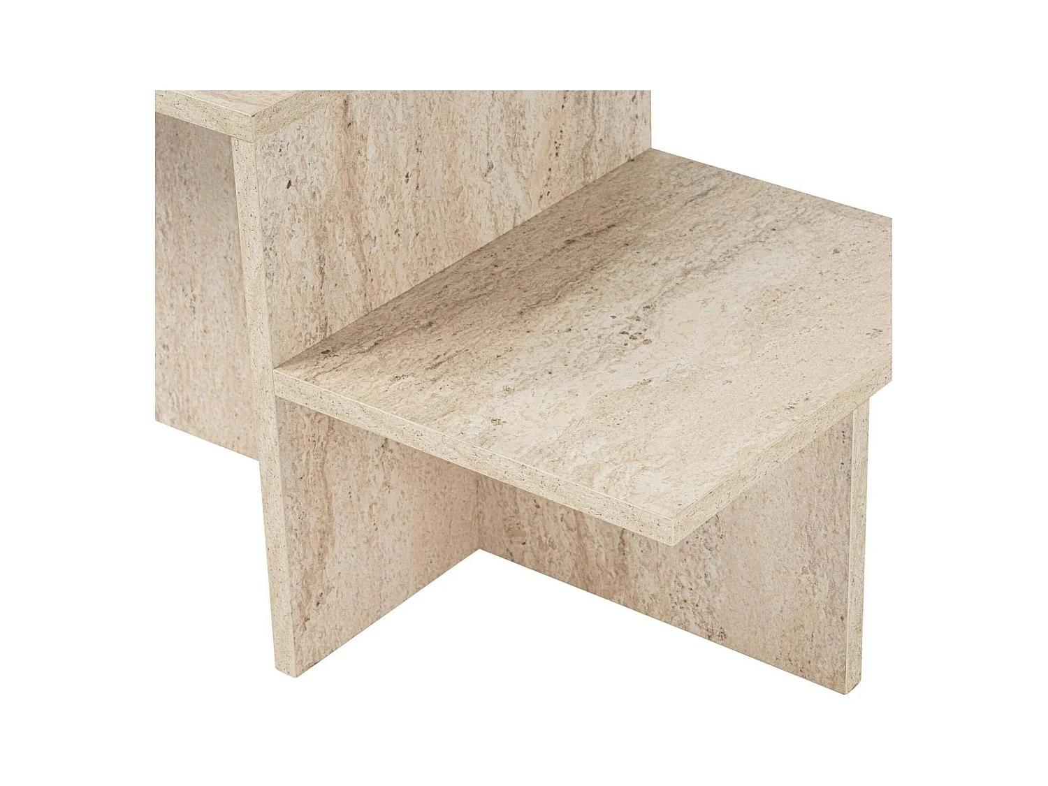 Table basse moderne effet travertin - 2 niveaux MARFA