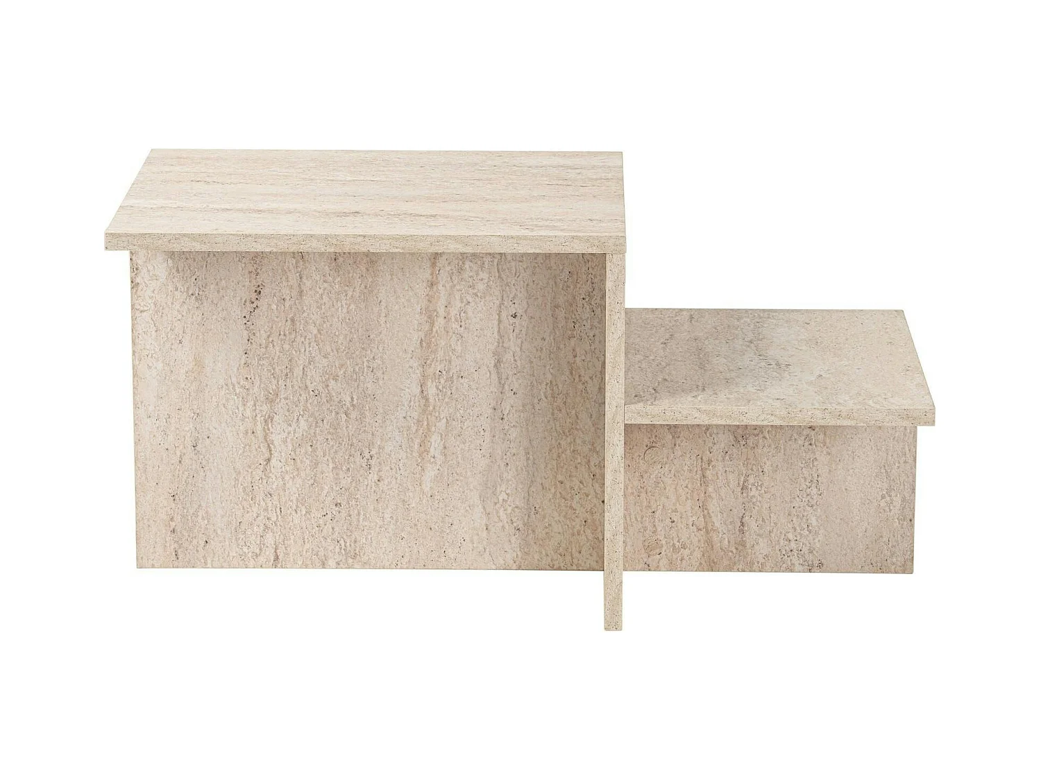 Table basse moderne effet travertin - 2 niveaux MARFA