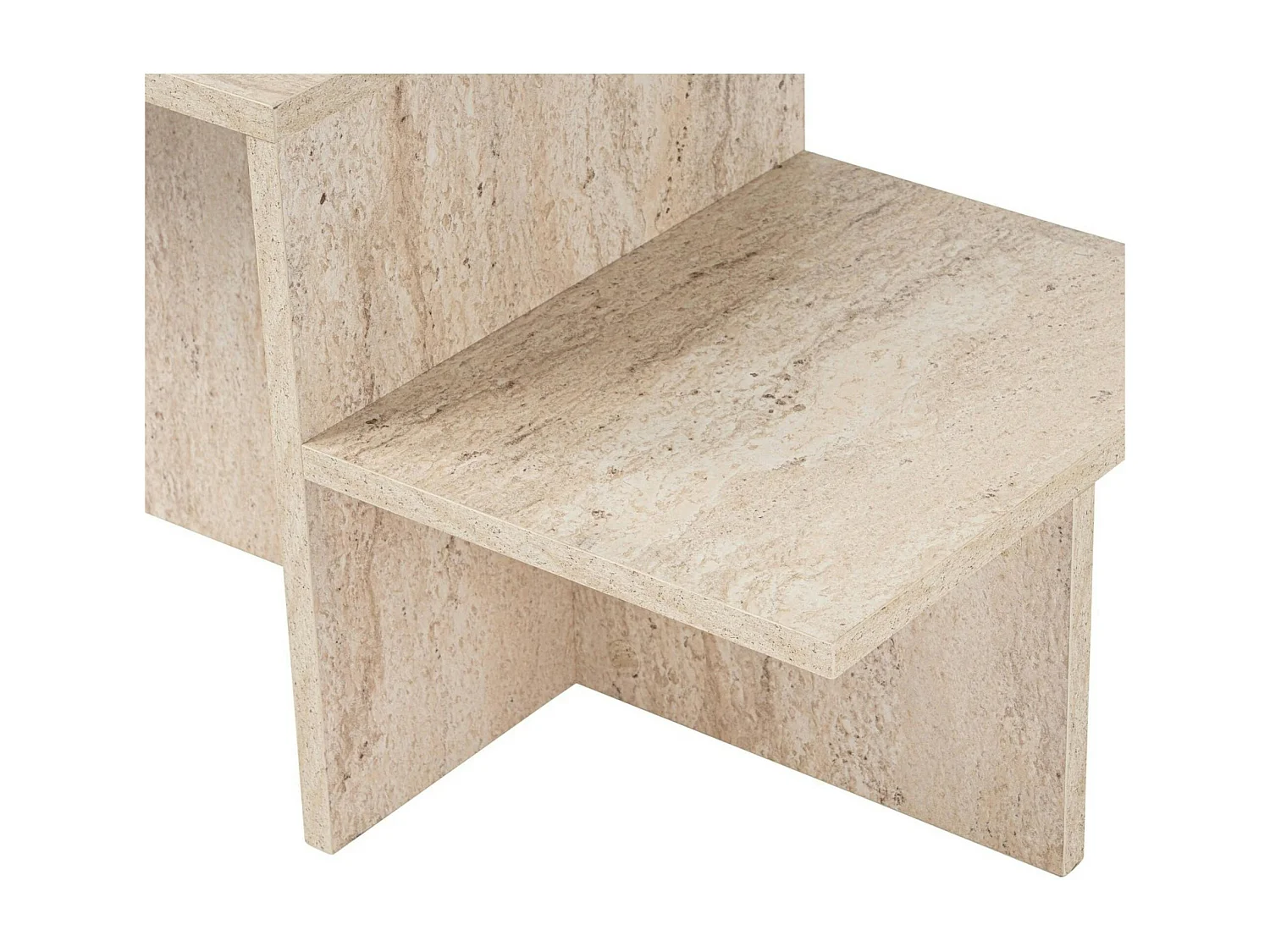 Table basse moderne effet travertin - 2 niveaux MARFA