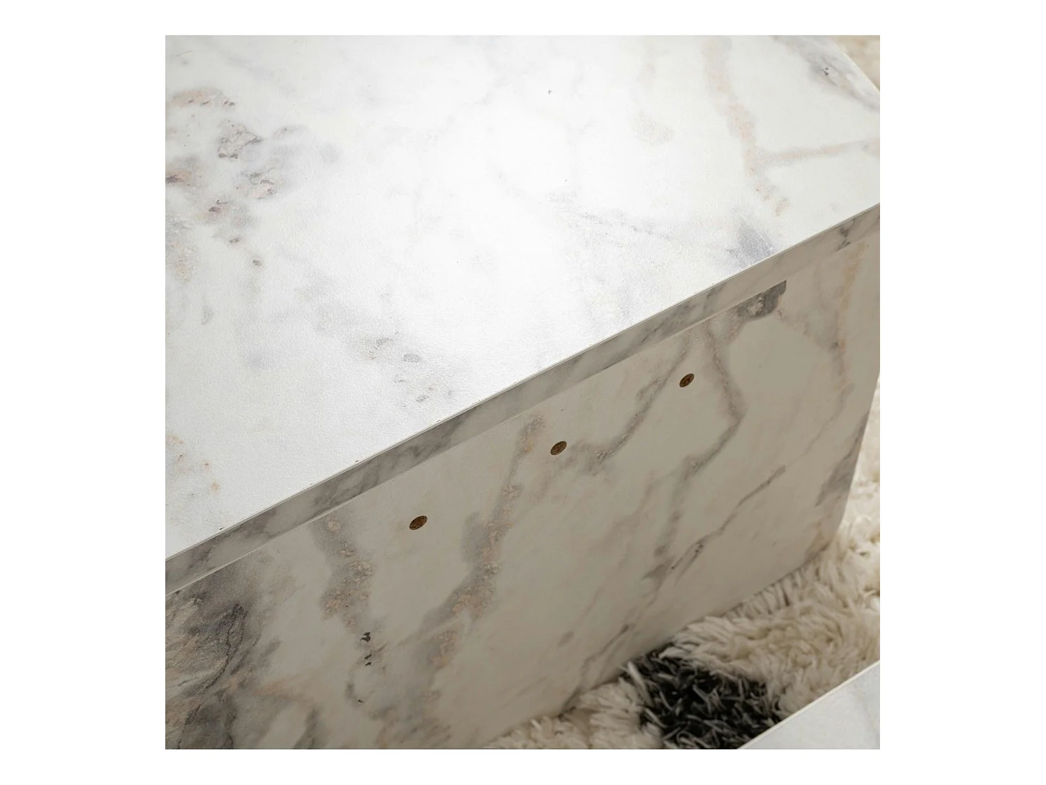 Table basse moderne effet marbre blanc - 2 hauteurs MARFA