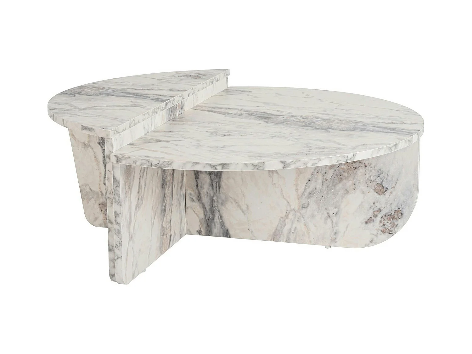 Table basse moderne effet marbre blanc - 2 hauteurs MARFA