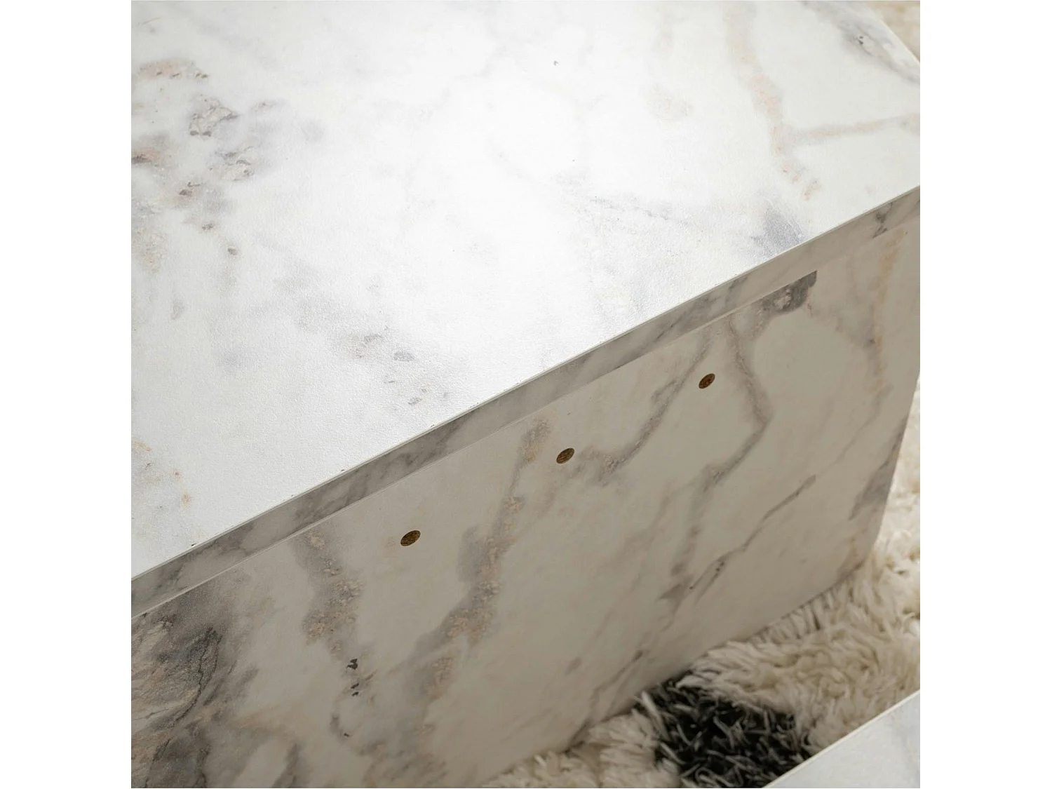 Table basse moderne effet marbre blanc - 2 hauteurs MARFA