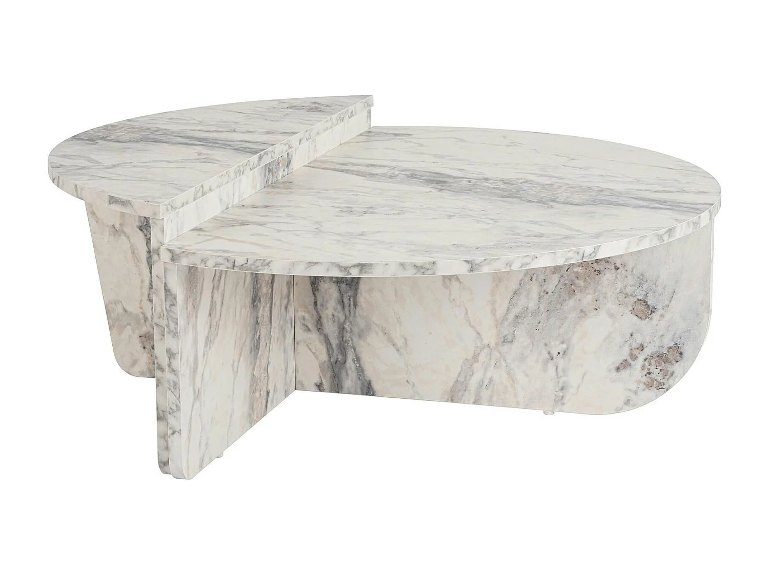 Table basse moderne effet marbre blanc - 2 hauteurs MARFA