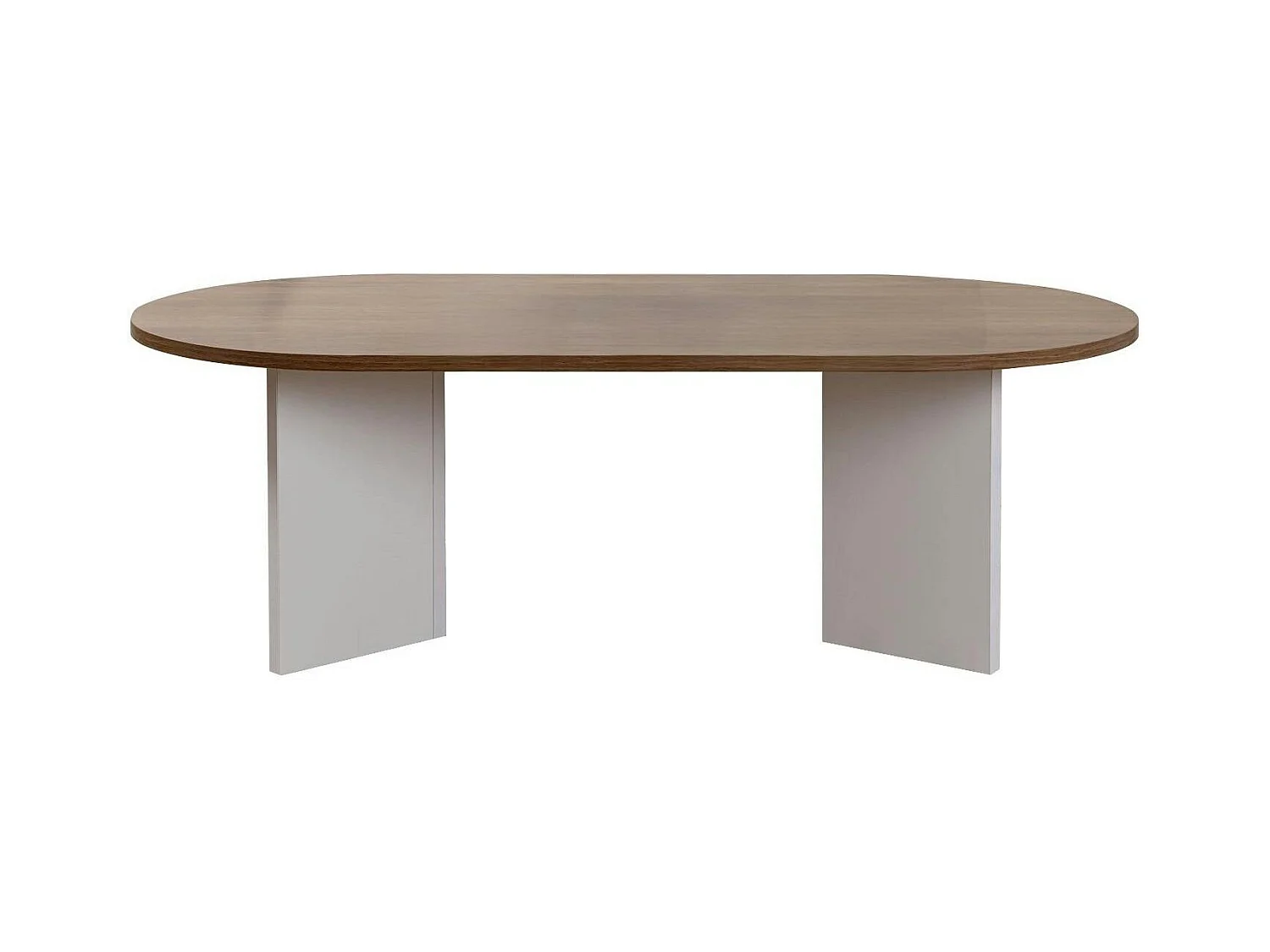 Table basse ovale plateau effet noyer - pieds en V MARFA