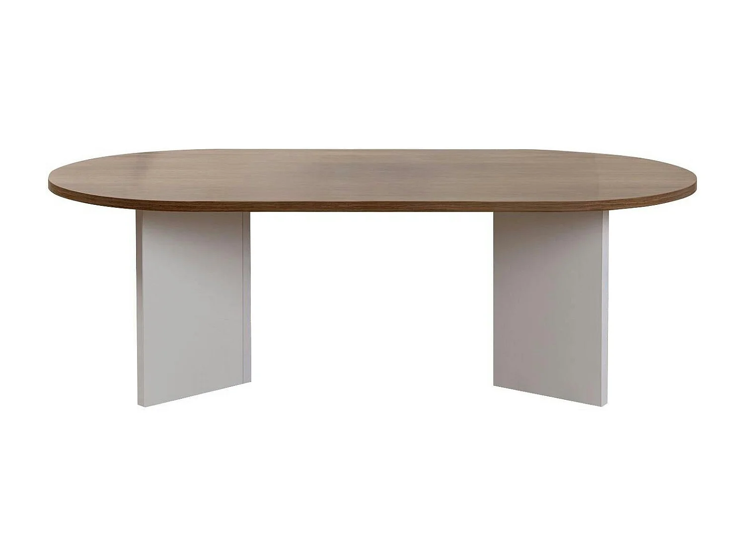 Table basse ovale plateau effet noyer - pieds en V MARFA