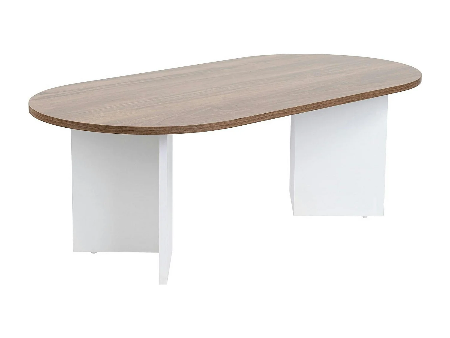 Table basse ovale plateau effet noyer - pieds en V MARFA