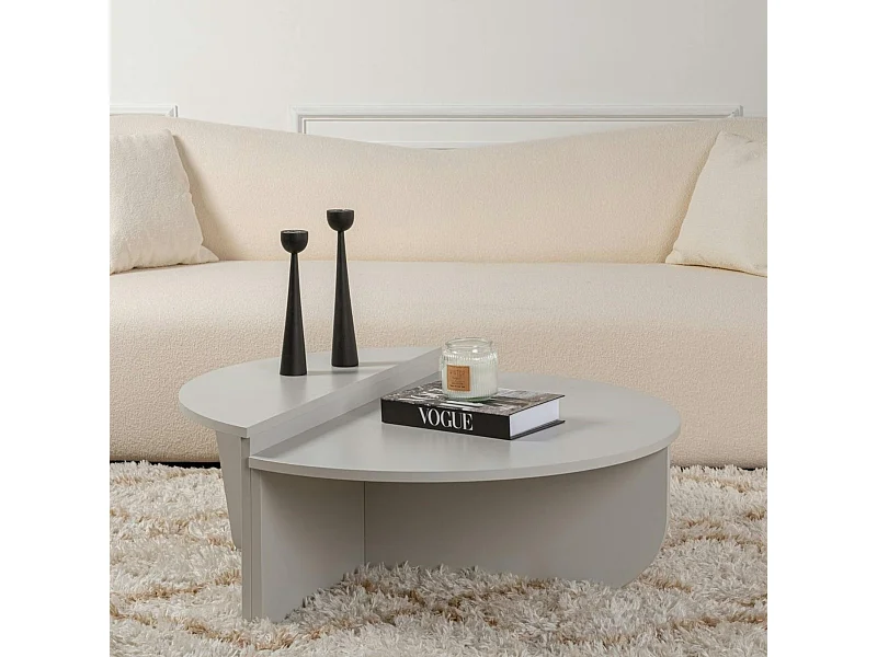 Table basse moderne grise effet laqué - 2 hauteurs MARFA