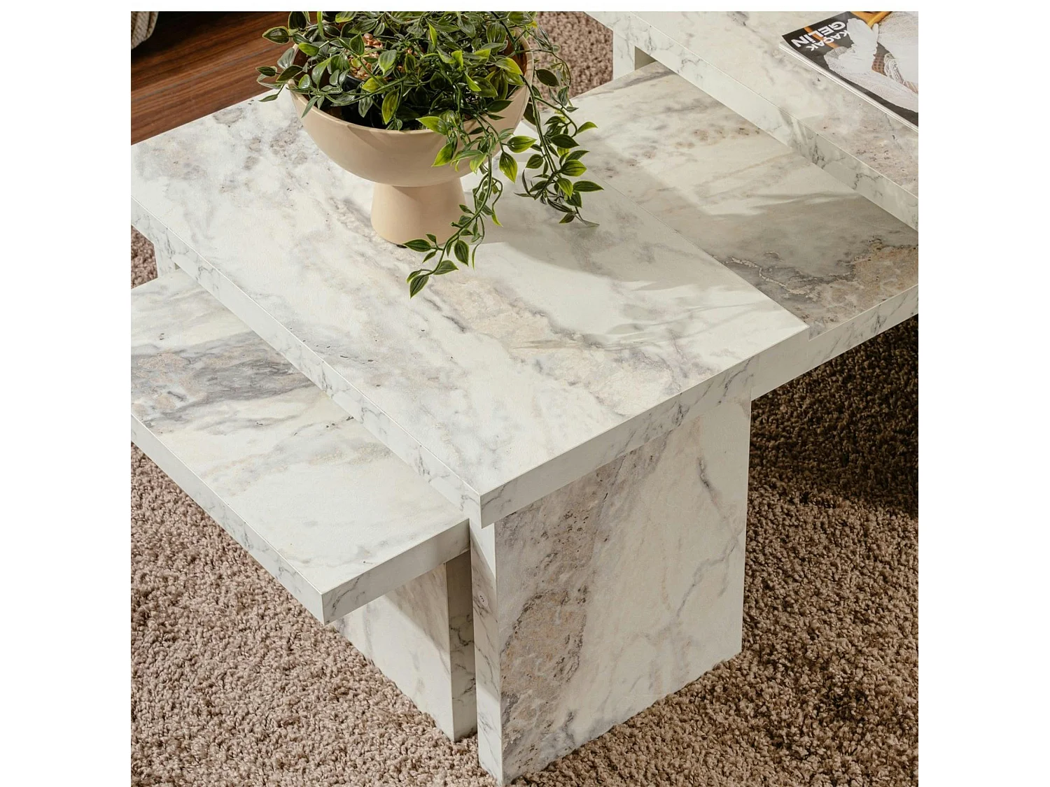 Table basse gigogne design – effet marbre (3 pièces) MARFA