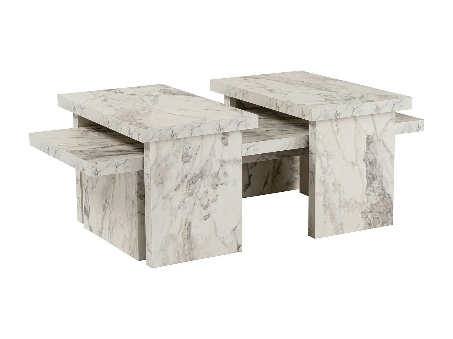 Table basse gigogne design – effet marbre (3 pièces) MARFA