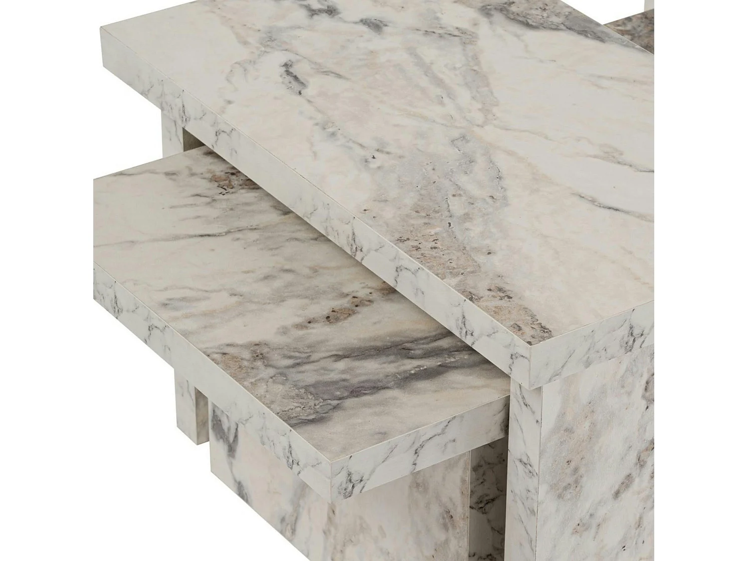 Table basse gigogne design – effet marbre (3 pièces) MARFA