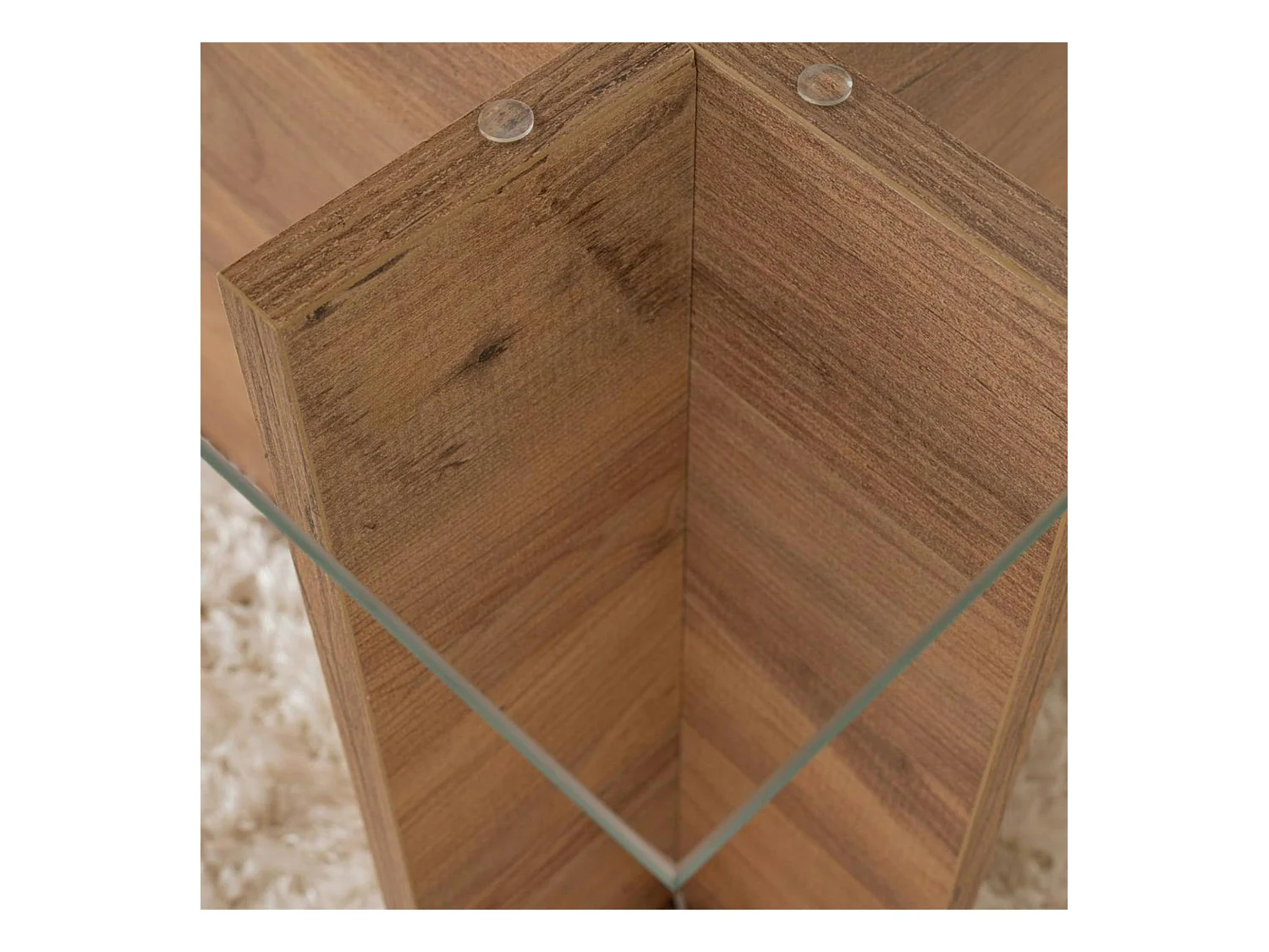 Table basse verre déstructurée – effet bois, H. 40 cm SALTA