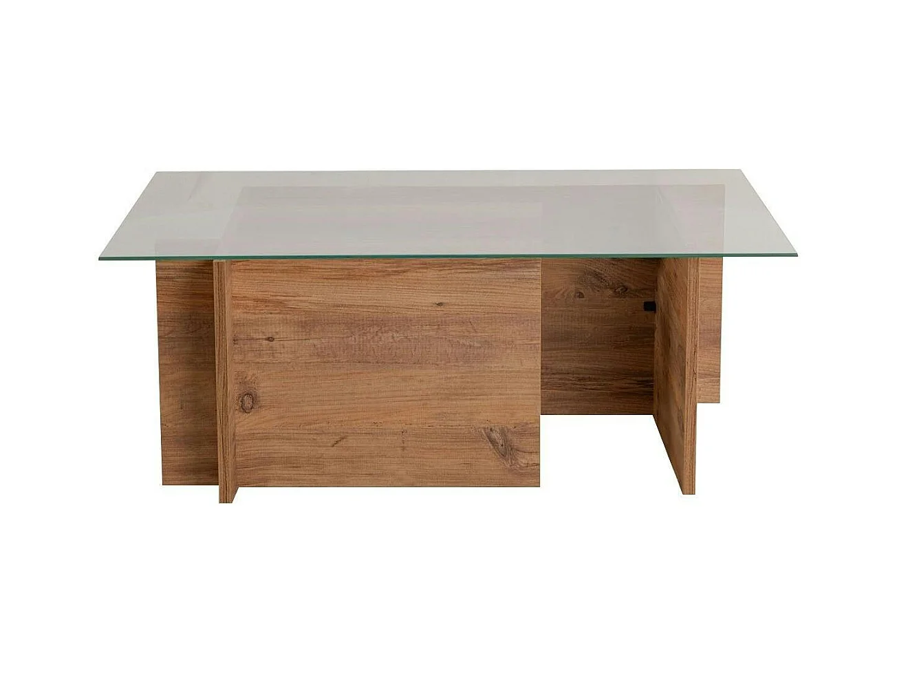 Table basse verre déstructurée – effet bois, H. 40 cm SALTA