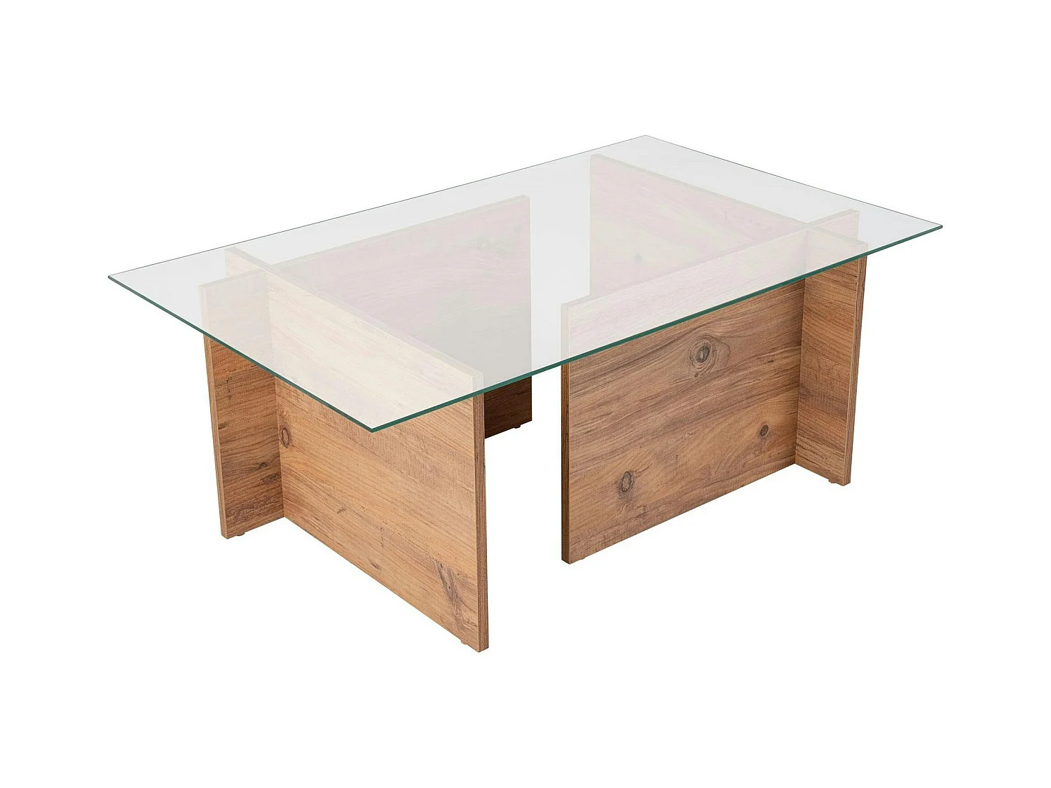 Table basse verre déstructurée – effet bois, H. 40 cm SALTA