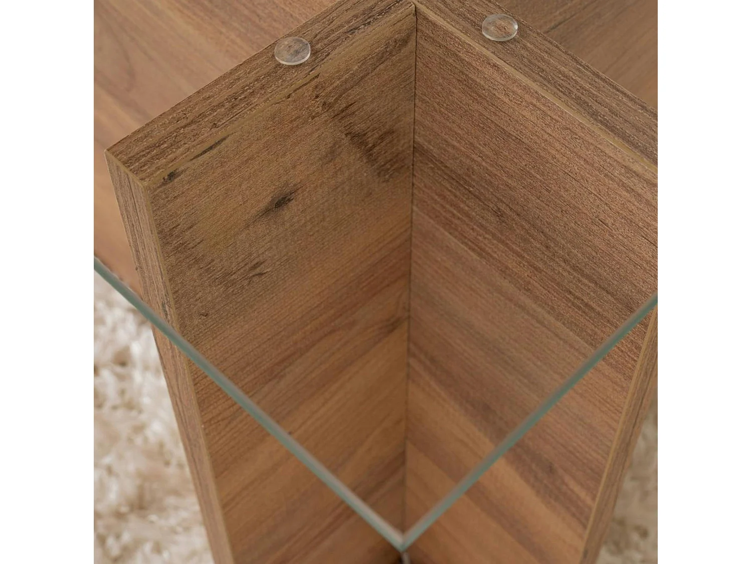 Table basse verre déstructurée – effet bois, H. 40 cm SALTA