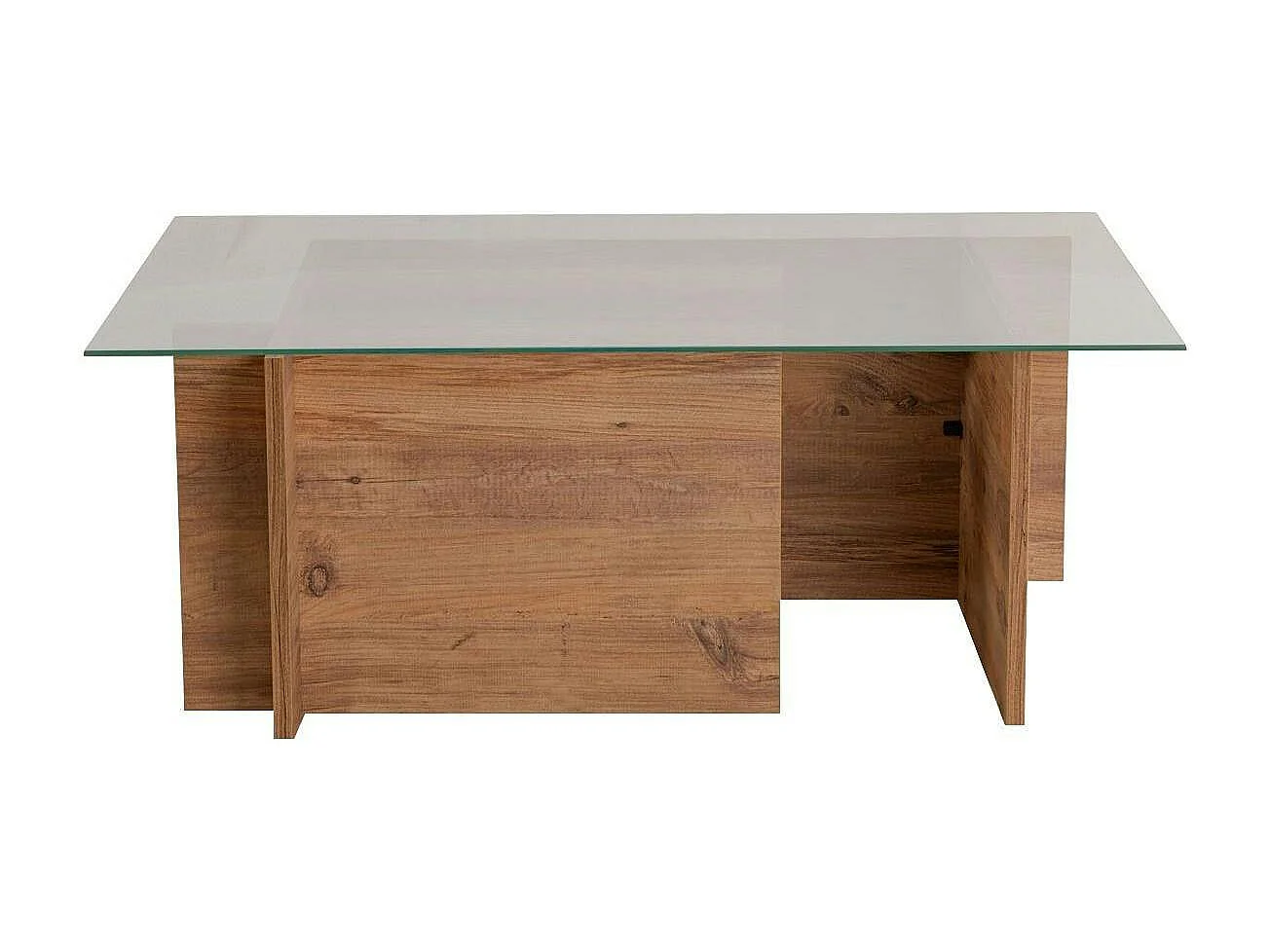 Table basse verre déstructurée – effet bois, H. 40 cm SALTA