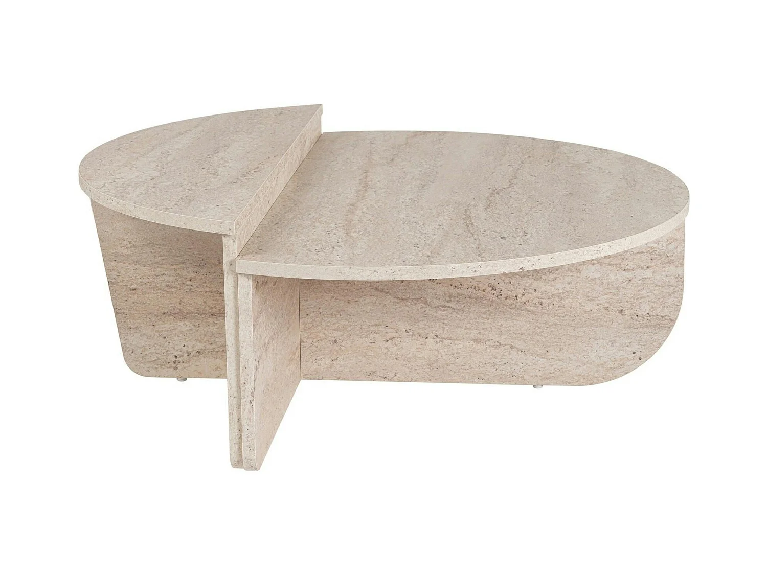 Table basse moderne effet travertin - 2 hauteurs MARFA