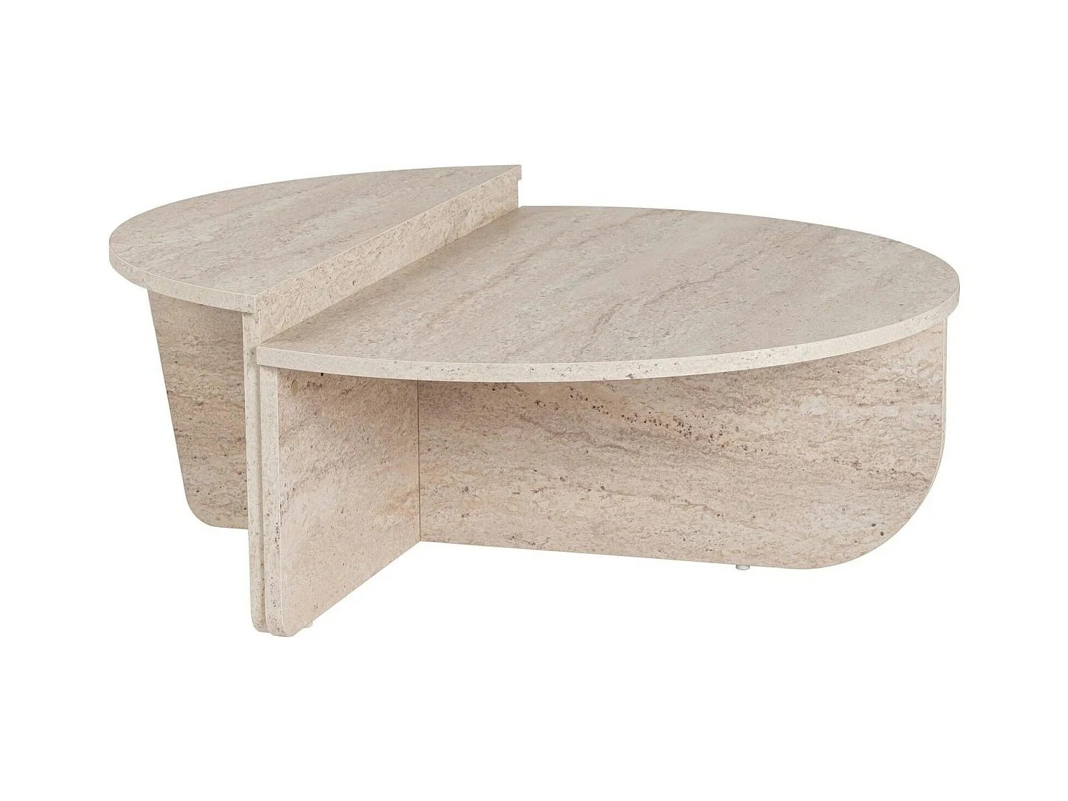 Table basse moderne effet travertin - 2 hauteurs MARFA