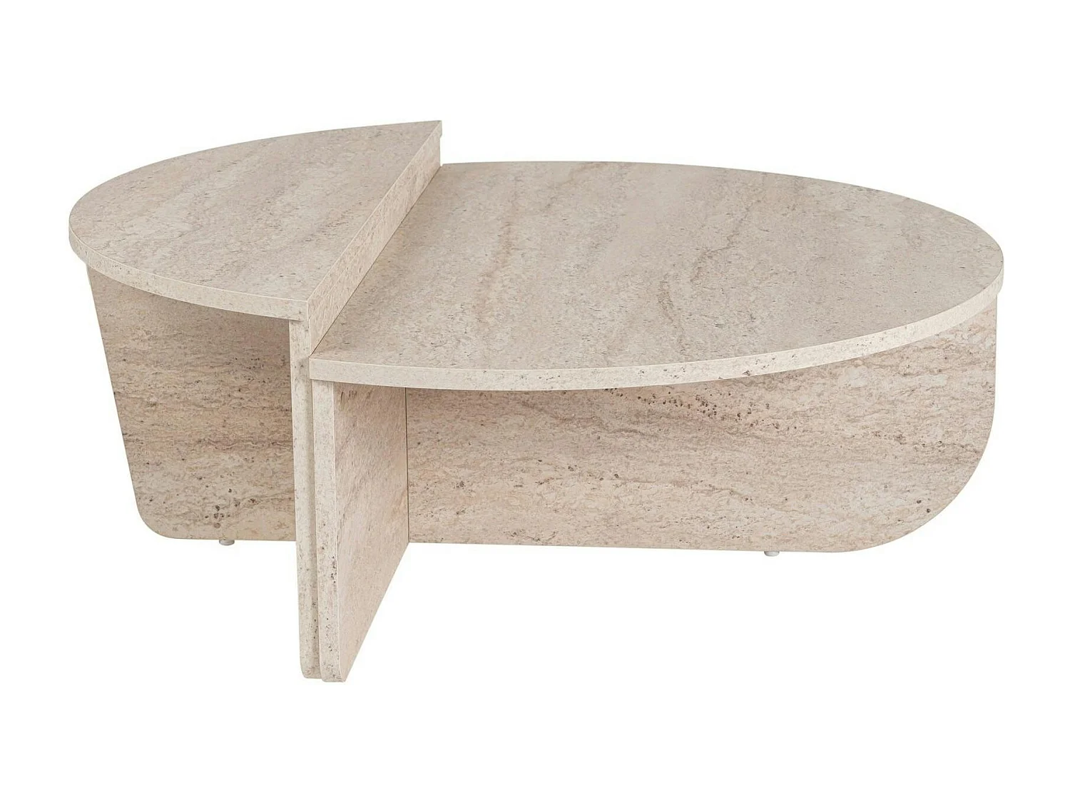 Table basse moderne effet travertin - 2 hauteurs MARFA