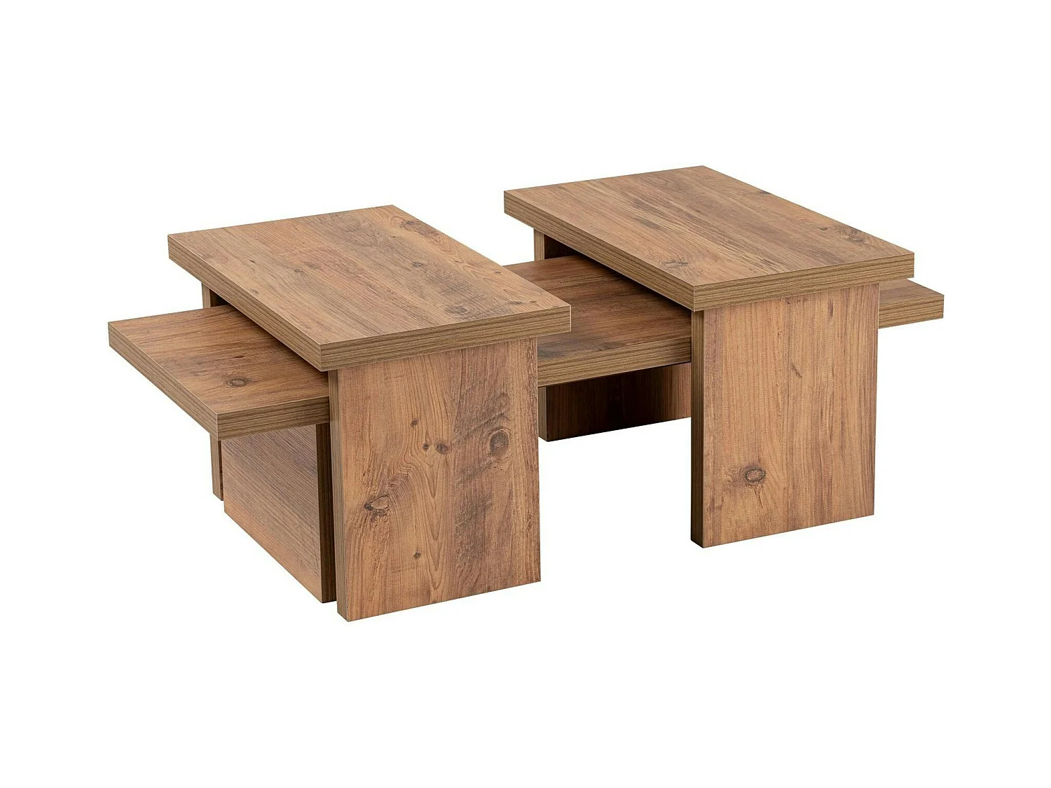 Table basse gigogne design – effet bois (3 pièces) MARFA
