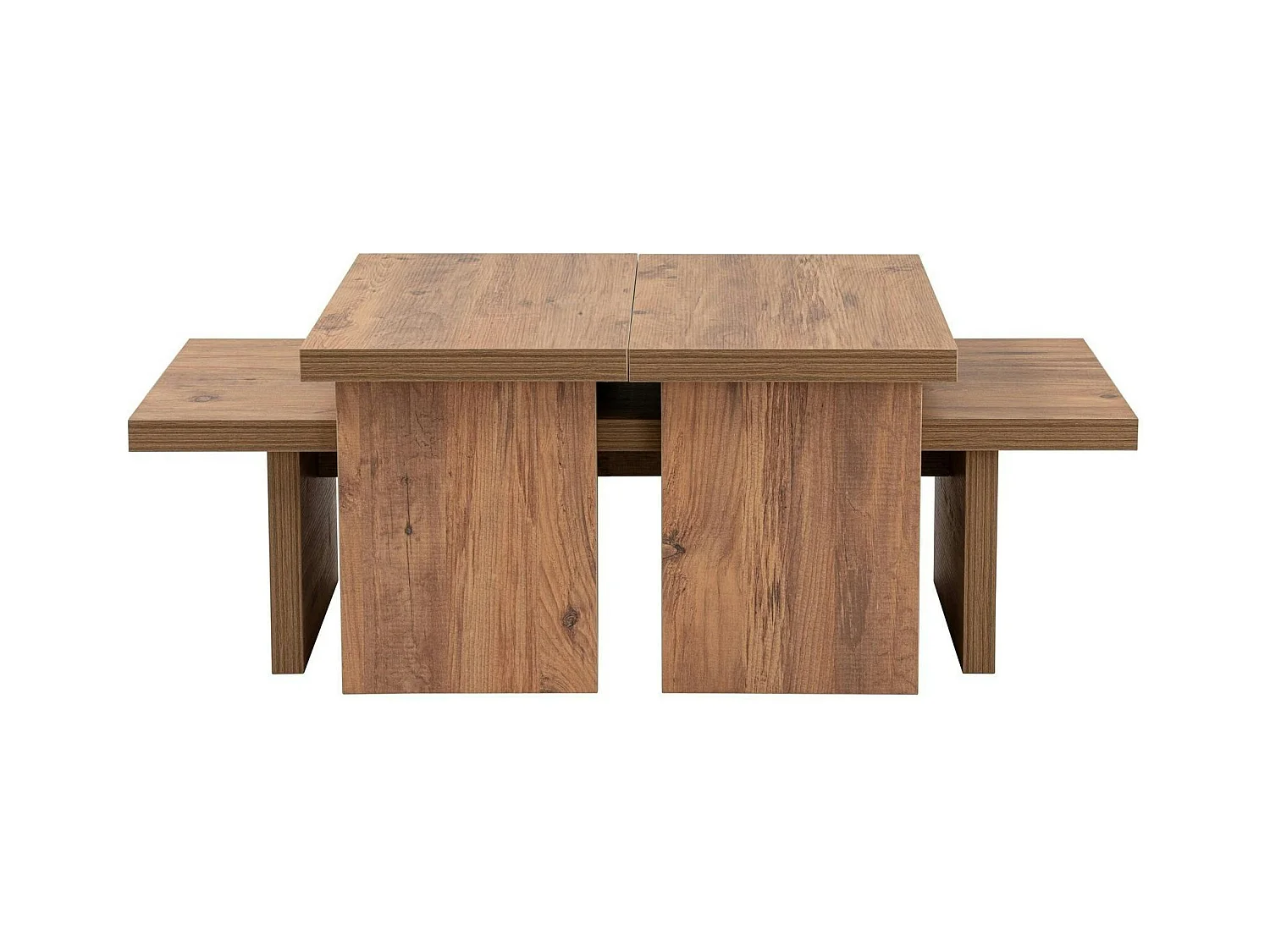 Table basse gigogne design – effet bois (3 pièces) MARFA