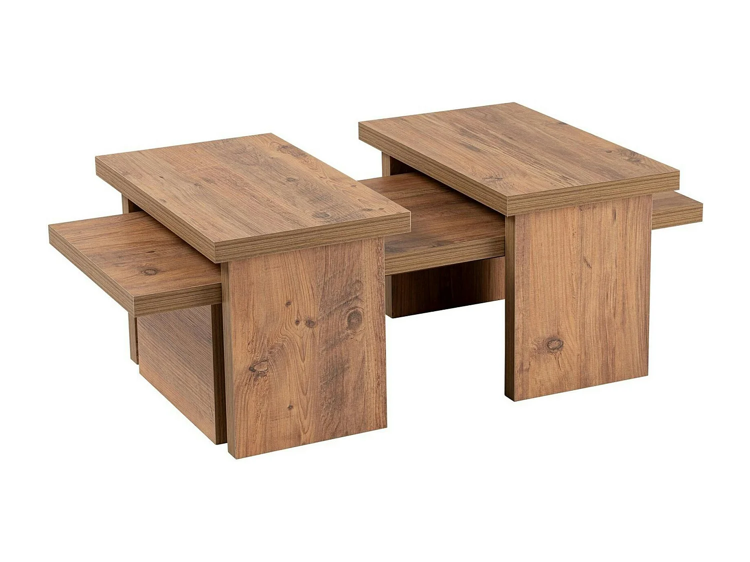 Table basse gigogne design – effet bois (3 pièces) MARFA