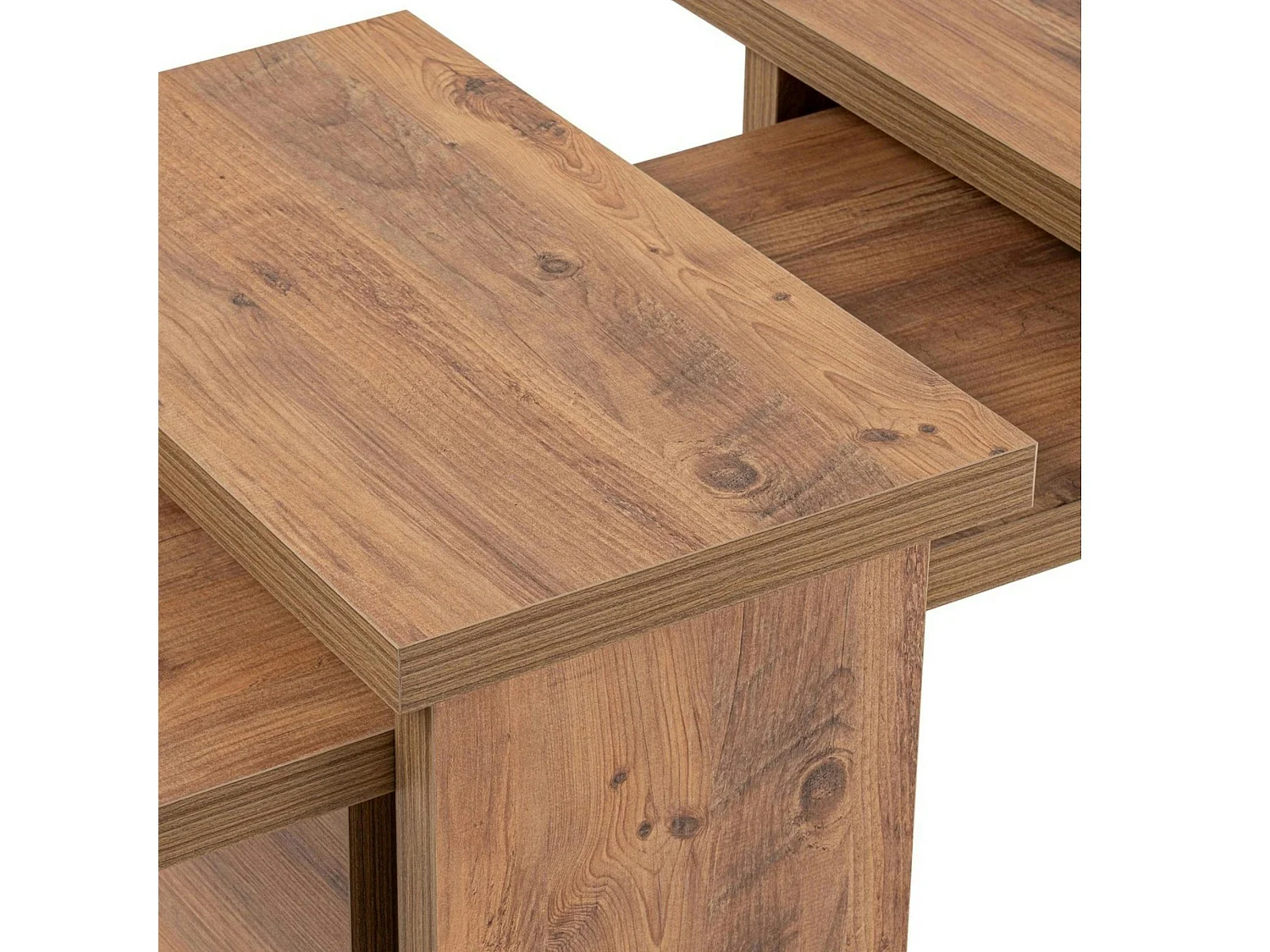Table basse gigogne design – effet bois (3 pièces) MARFA