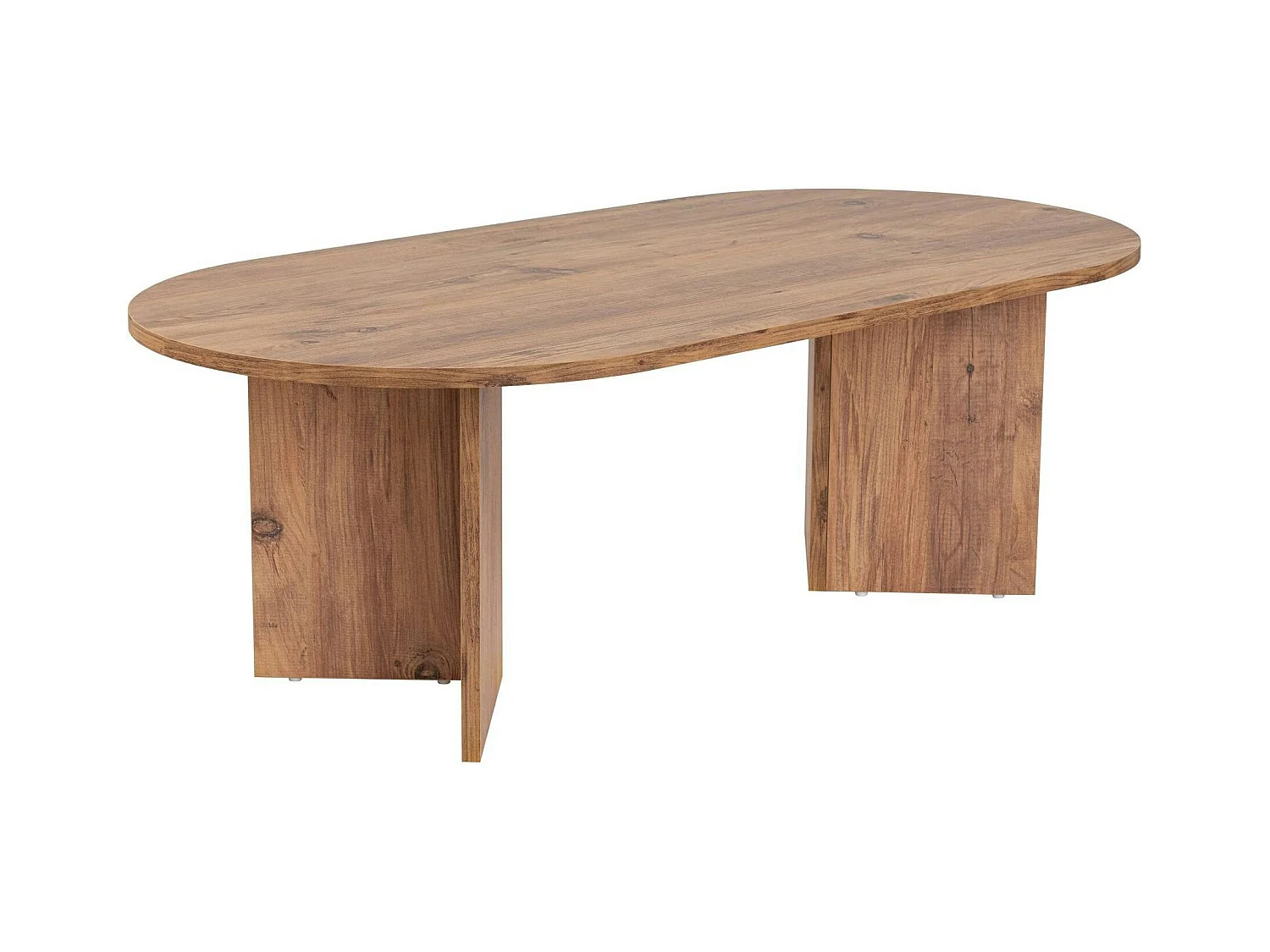 Table basse ovale effet bois de pin - pieds en V MARFA