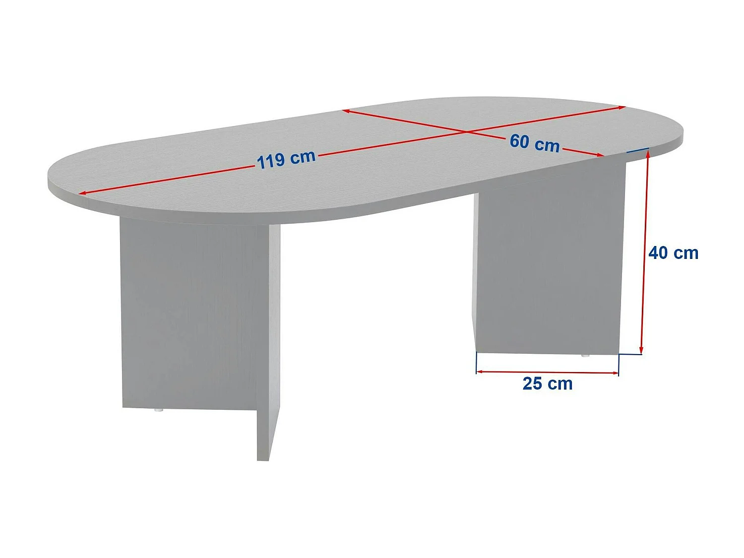 Table basse ovale effet bois de pin - pieds en V MARFA