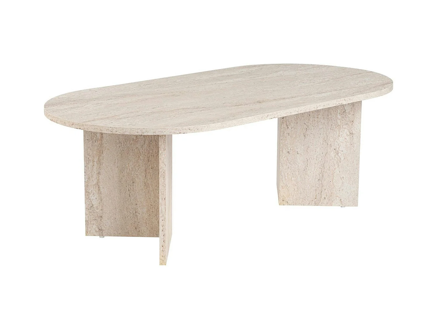 Table basse ovale effet travertin - pieds en V MARFA
