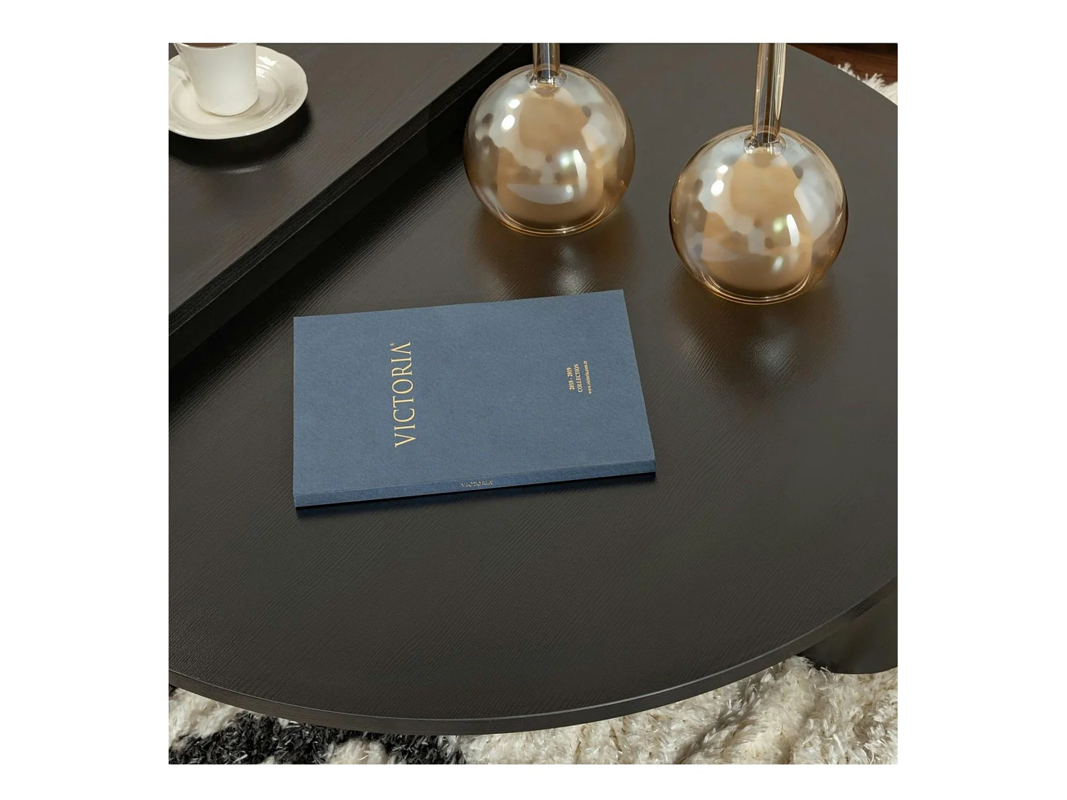 Table basse noire moderne effet bois - 2 hauteurs MARFA