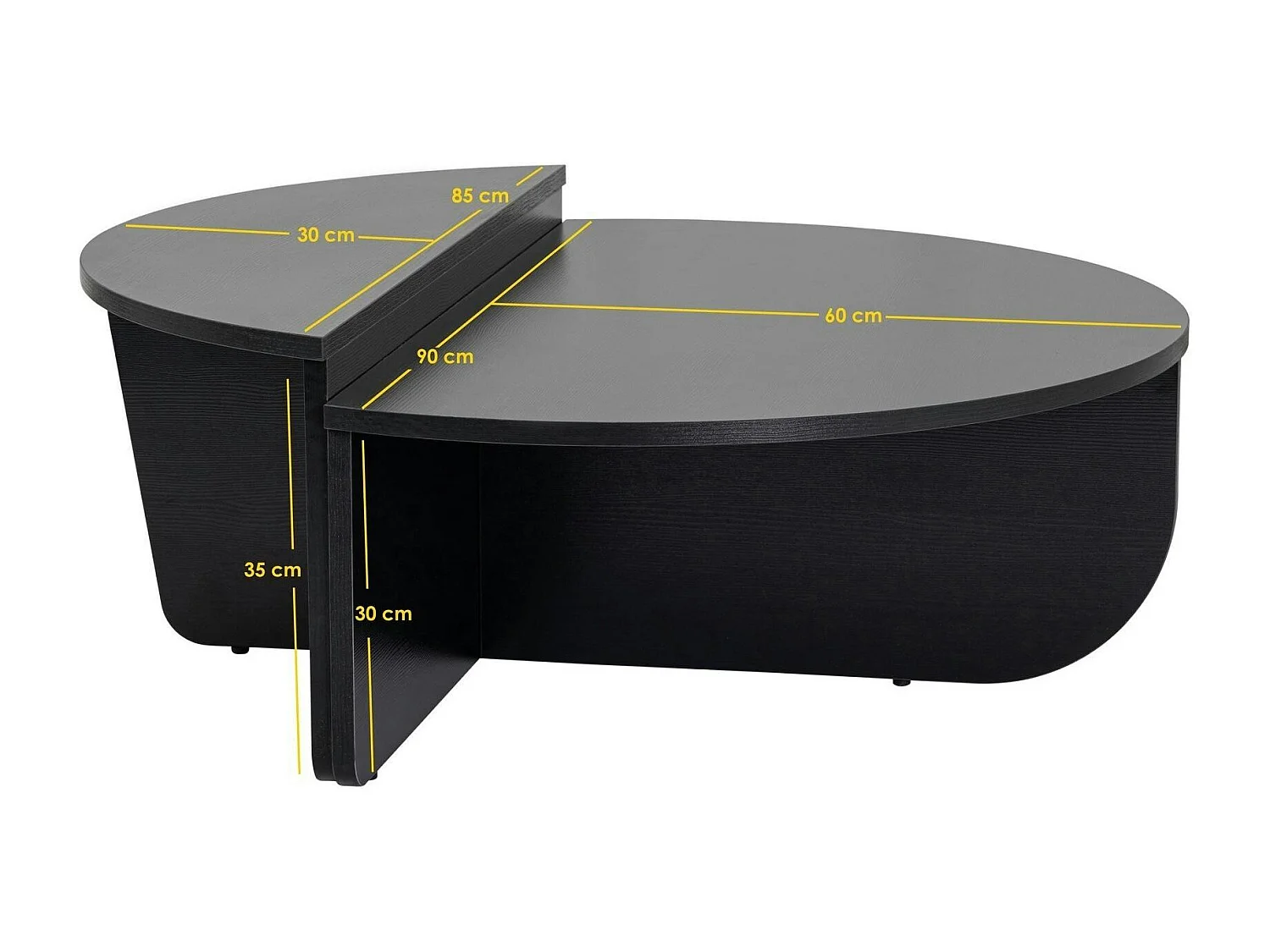 Table basse noire moderne effet bois - 2 hauteurs MARFA