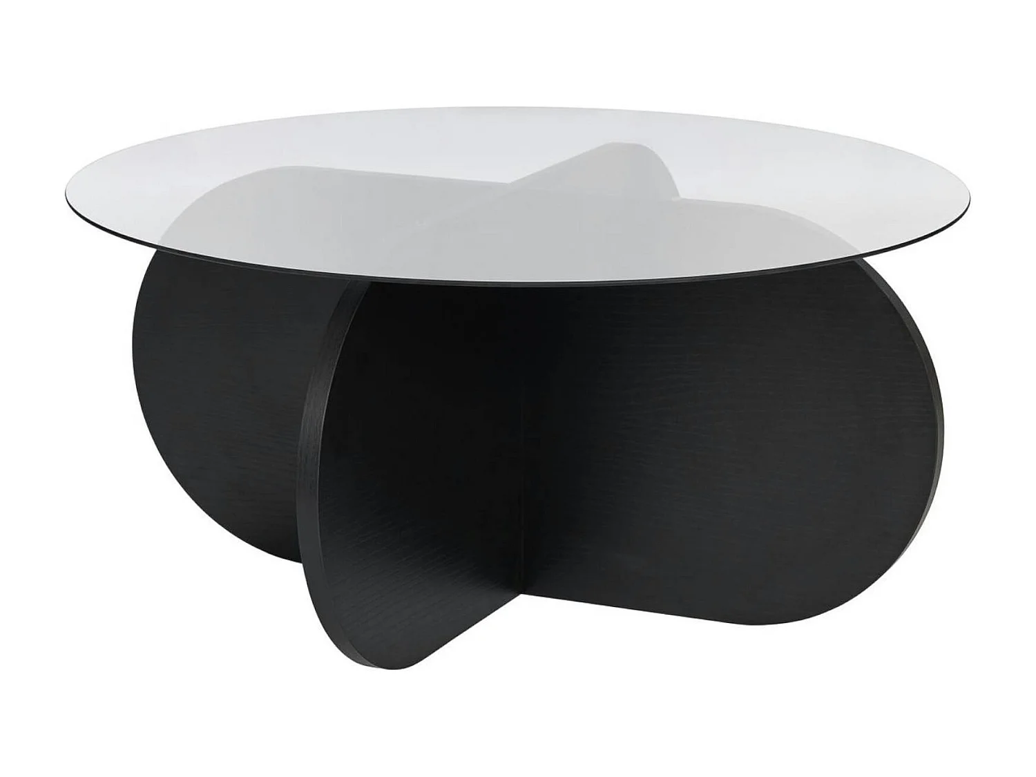 Table basse verre fumé - pied en croix effet bois noir SALTA