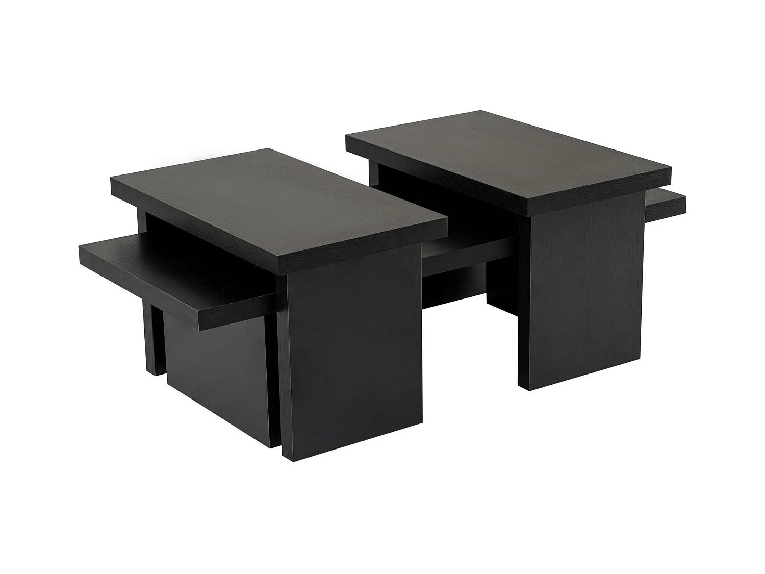 Table basse gigogne design – effet bois noir (3 pièces) MARFA