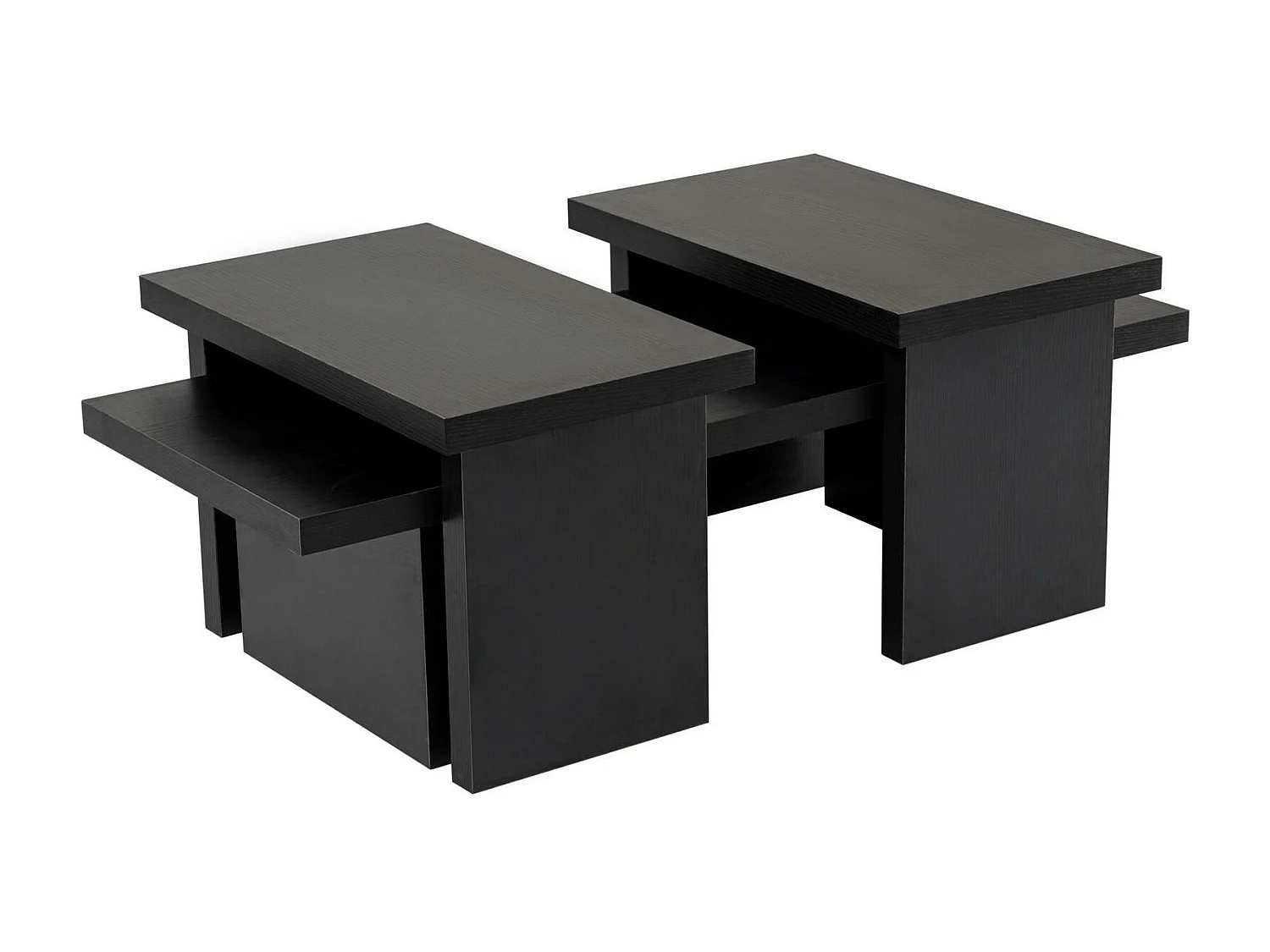 Table basse gigogne design – effet bois noir (3 pièces) MARFA