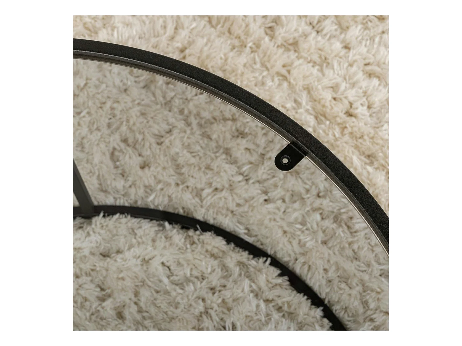 Table basse ronde verre fumé – cadre noir ⌀80 cm TULUM