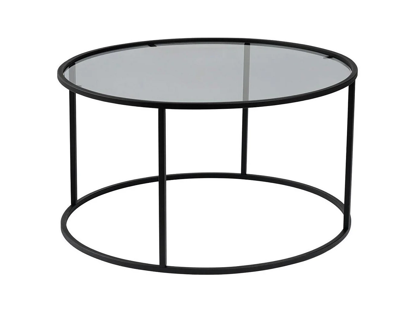 Table basse ronde verre fumé – cadre noir ⌀80 cm TULUM