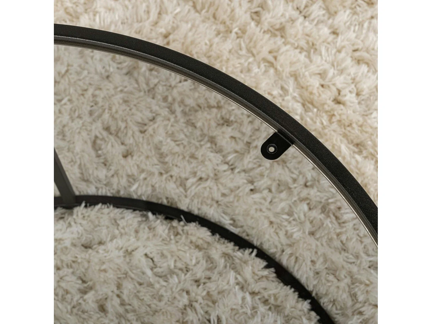 Table basse ronde verre fumé – cadre noir ⌀80 cm TULUM