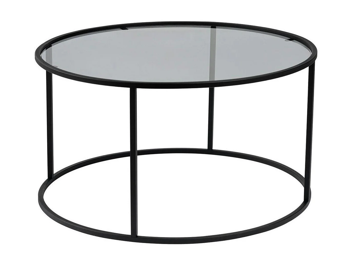 Table basse ronde verre fumé – cadre noir ⌀80 cm TULUM