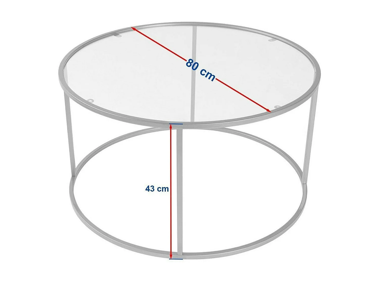 Table basse ronde verre fumé – cadre noir ⌀80 cm TULUM