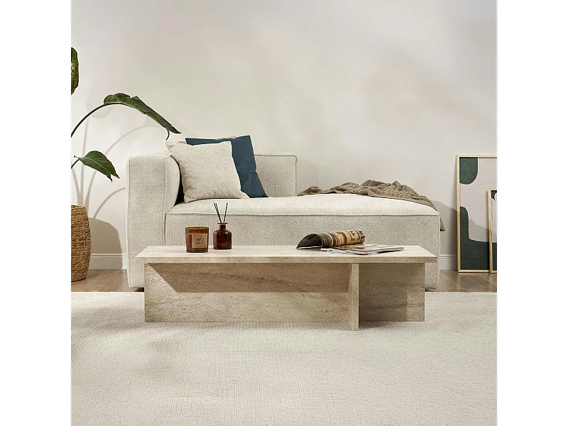 Table basse moderne minimaliste - effet travertin MARFA