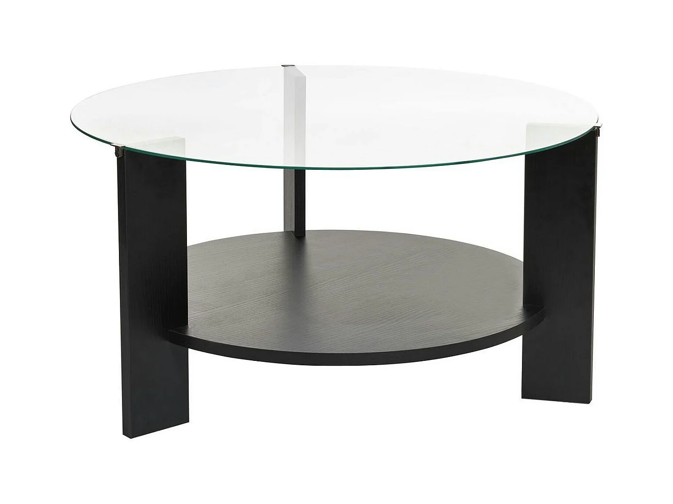 Table basse verre double plateau - effet bois noir SALTA