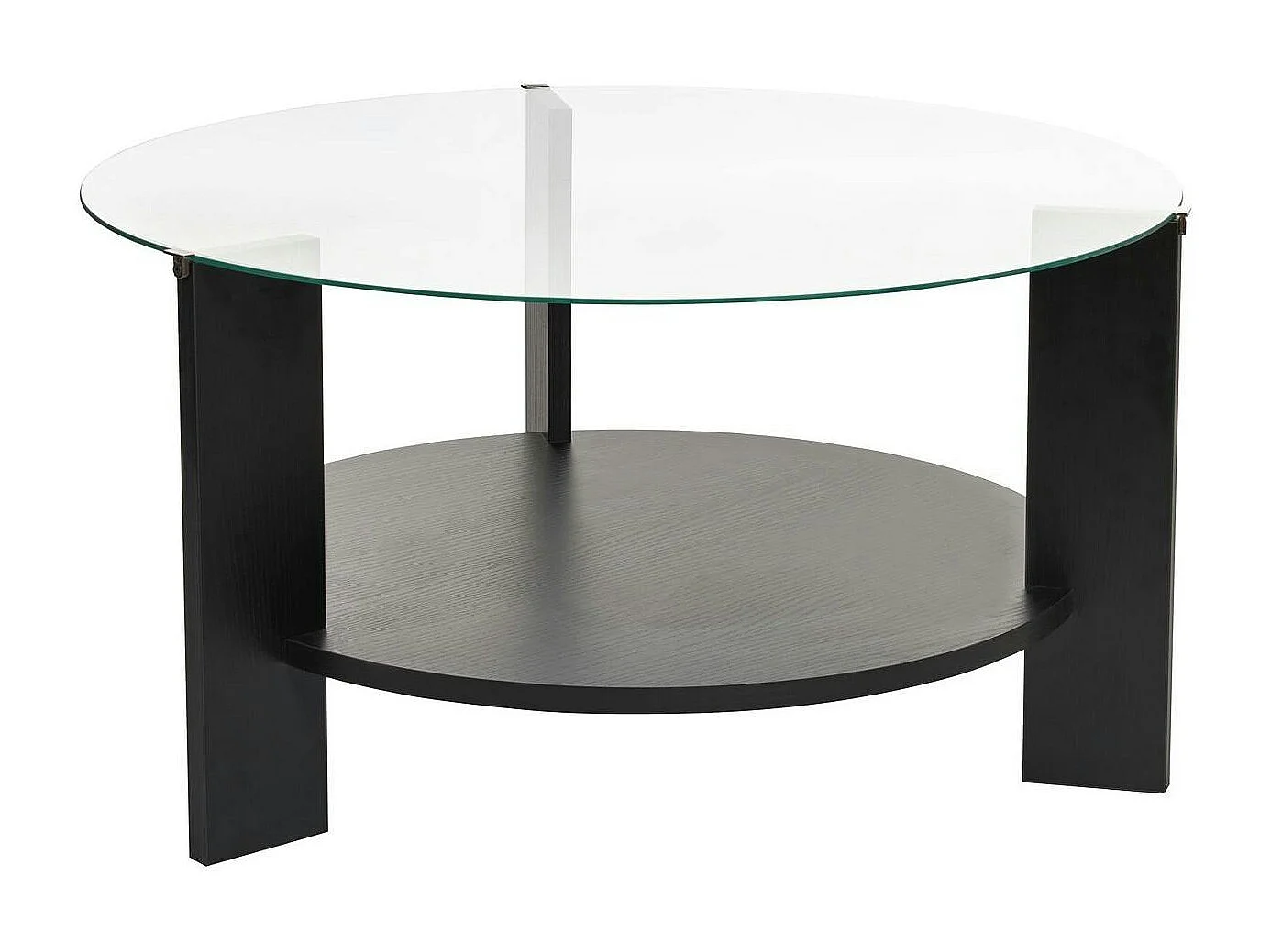 Table basse verre double plateau - effet bois noir SALTA