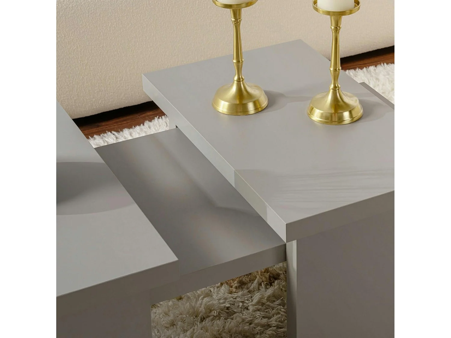 Table basse gigogne design – effet gris laqué (3 pièces) MARFA